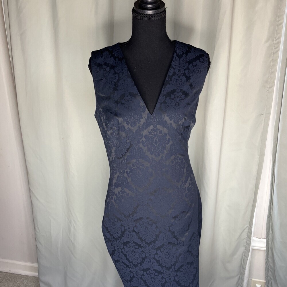 Ted Baker Navy Floral Embossed Sleeveless Dress